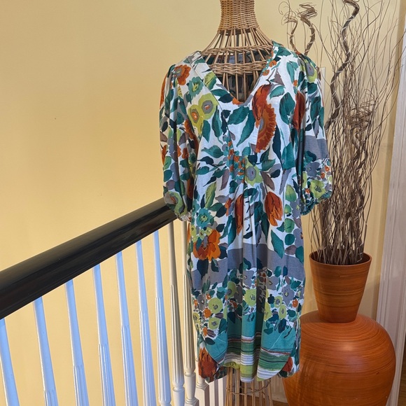 Cynthia Rowley Dresses & Skirts - Cynthia Rowley botanical linen dress with puff sleeves